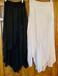 Lot/2 - Italian Black And White Silk Palazzo Pants - No Size