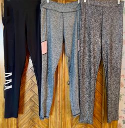 Lot/3 Yoga Pants - Bar III Gold Sparkle Size M  And Always (2 Pair) Size M