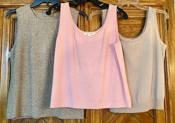 Lot/3 Knit Sleeveless Camisole Tops - Anne Klein - Size M - St John Beige And Pink - Size S