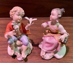 Capodimonte Handpainted Porcelain - Boy And Girl Figurines - Signed Steiner - 5'T