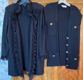 Lot/2 - As Is - St John - Black Vest Size M  And Duster Cardigan Size 10