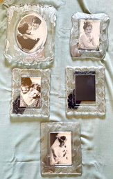 Lot/5 Vintage Frosted Glass Picture Frames - Various Sizes