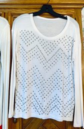 Lot/2 Tops - BCBG Black/whiteRed Jersey Top  And Inc. White Silver Studded Top Size M