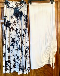 Lot/2 Long Skirts - Kensie Black And White Print Jersey - Size S - And Bebe White Tied - Size XS