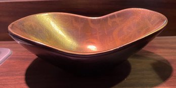 Sascha B Black Kidney Shaped Bowl With Gold Patterned Interior - MCM - 9'L X 6'W X 3.5'T