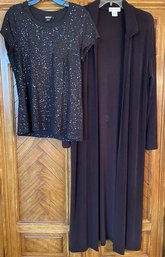 Lot/2 Tops - Black Drapers & Damons Duster Size M  DKNY Sparkle Tee Size M