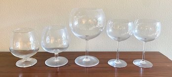 Lot/5 Oversized Bar Glassware - Brandy Snifters - Wine Glasses