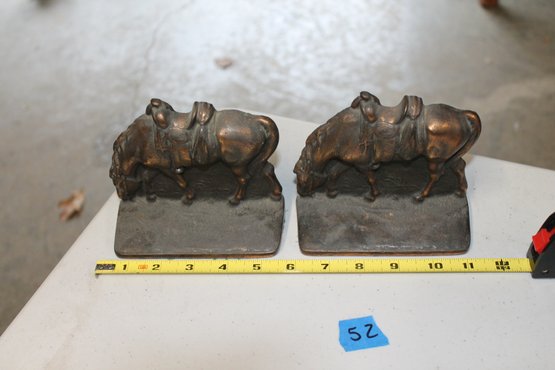 52  PAIR BRONCOS BRASS BOOKENDS