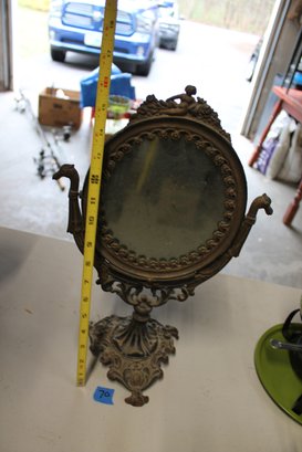 70  Antique Ornate Mirror On Stand