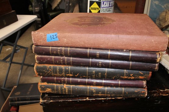 125  COLLECTION OF LARGE BOOKS 1800S ( TOP ONE IS 1915)