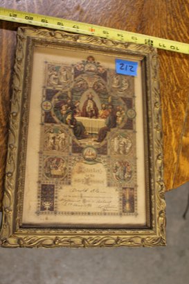 212     1800s Parchment Document Framed