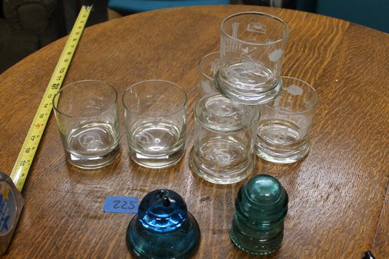 225  Southwestern Bell Collection Glasses And 1 Unthreaded And 1 Threaded Insulator