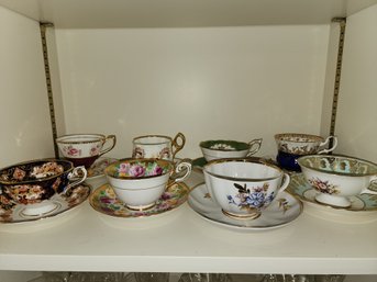Shelf Full Of Vintage Tea Cups And Saucers #67