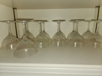 Shelf Full Of Patterned Glass Cups Lot #69