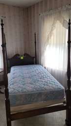 025 - Vintage Wooden Twin Bed W Mattress