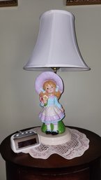 Table Top Vintage Doll Lamp And Alarm Clock