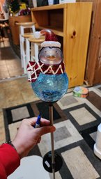 Vintage Santa Wall Light Decor &  2 Christmas Outdoor Solar Post (Untested)