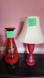 Lot 105 - LAMP AND VASE