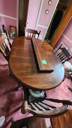 Lot 116 - DINING TABLE WITH LEAFS AND SIX (6) CHAIRS - MEASUREMENTS ARE PICTURED