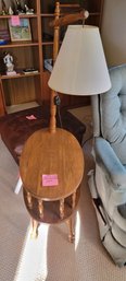 029 - VINTAGE END TABLE WITH BUILT IN LAMP