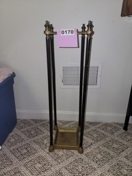 170 - VICTORIAN BRASS AND CAST IRON WALKING STICK STAND OR UMBRELLA STAND