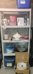 191 - CONTENTS - GLASSWARE - DINNER PLATES AND MORE -  SHELF NOT INCLUDED