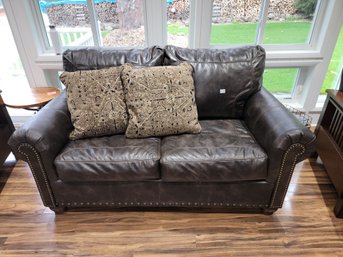 173 - LEATHER LOVESEAT