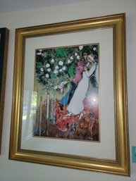 141 - DREAMY CHAGALL LITHOGRAPH PRINT OF FAMOUS THREE CANDLES