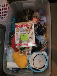 144 - BIN OF KNITTING SUPPLIES