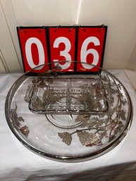 Beautiful Vintage Decorative Glass Platter And Glass Tray