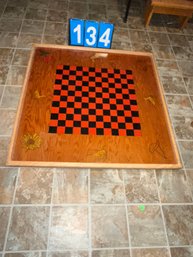 Table Top Parcheese And Checkers/chess Board - Lot 134