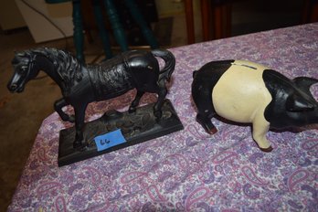 66   Metal Horse And Piggy Bank