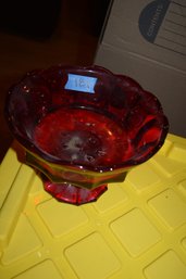 181  RUBY RED MID CENTURY FOOTED BOWL