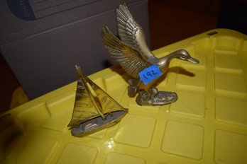 192 BRASS SAILBOAT AND GOOSE