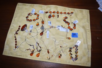 198  STERLING WITH AMBER LOT  ( MOST ARE STERLING SEE ATTACHED TAGS )