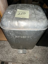 Vintage Metal Trash Bin - Lot 250