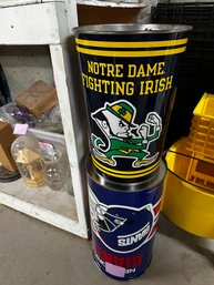 364 -  METAL TRASH CANS FIGHTING IRISH AND GIANTS