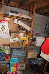 210  LARGE MISC SHELVING LOT ( UNKNOWN CONTENTS )  XMAS MORE
