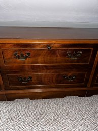 Mid Century Oak Chest With Draw - Measurements Are Pictured