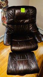 060 -  LEATHER CHAIR WITH OTTAMAN