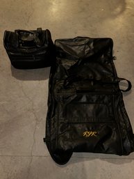 Leather Suit Carrier And Leather Bag - Bag Has Engraved Initials