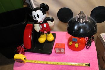 198  MICKEY MOUSE PHONE, LAMP AND ALARN