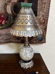 034 - VINTAGE LAMP SILVER PLATE TIN