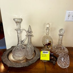 041 - CRYSTAL DECANTERS AND PLATTER