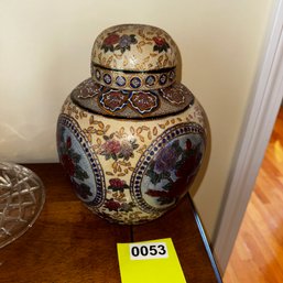 053 - HAND PAINTED GINGER JAR