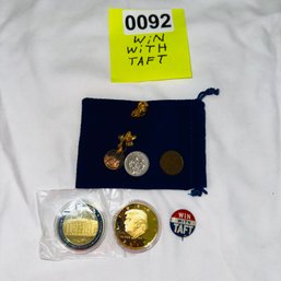 092 - COINS AND VINTAGE TAFT POLITICAL PIN