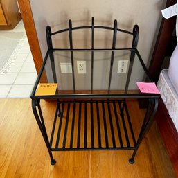 013 - IRON GLASS END TABLE