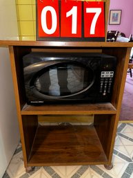 Lot 017 MICROWAVE INCLUDES ROLLING CART  - (untested)