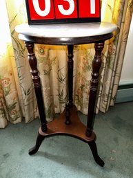 Lot 031 - WOODEN MARBLE TOP SIDE TABLE