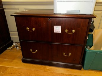 010 - MAHOGANY TWO DRAWER LATERAL FILE CABINET